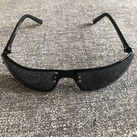 EMANUEL Black Skinny Rectangular Sunglasses - Picture 2 of 6